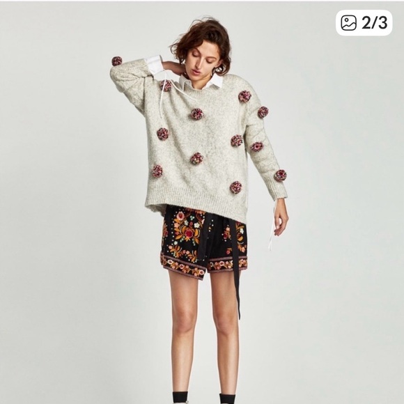 Zara Knits PomPom Sweater size small - Picture 2 of 10